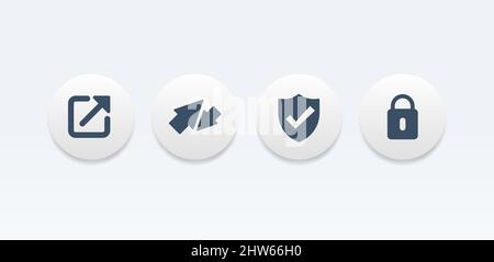 Security Data Transfer Round Vector Icon Set Stock Vector