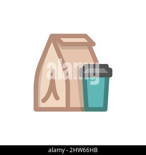 Coffee Meal Bag Breakfast Color Vector Icon Stock Vector