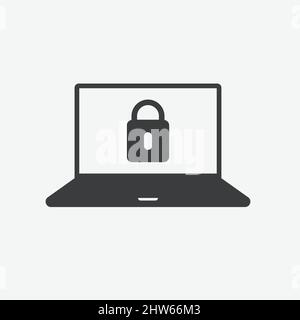 Padlock Locked Security Laptop Flat Vector Icon Stock Vector