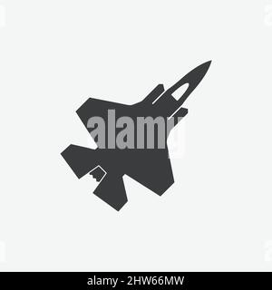 Fighter Jet Aircraft Flat Design Icon Stock Vector