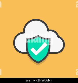 Cloud Security Shield Color Vector Icon Stock Vector