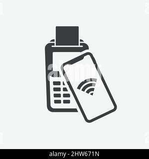 NFC Phone Card Payment Terminal TPV Flat Design Icon Stock Vector