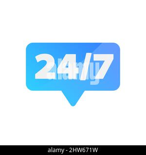 24 Hours 7 Days 24/7 Color Vector Tag Stock Vector