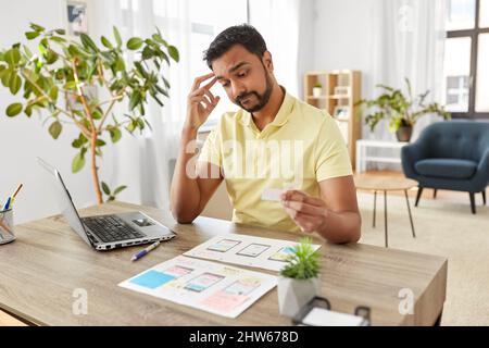 male ui designer working on user interface at home Stock Photo