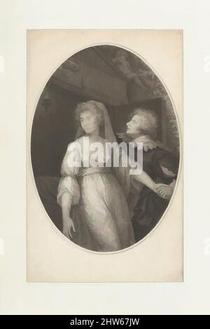 Art inspired by Mr. Dimond and Miss Wallis in the Characters of Romeo and Juliet, May 1, 1796, Stipple engraving and etching; early state, sheet: 8 3/4 x 5 3/8 in. (22.2 x 13.7 cm) (clipped impression, inlaid), Prints, After Charles Shirreff (British, Edinburgh ca. 1750–ca. 1831 Bath, Classic works modernized by Artotop with a splash of modernity. Shapes, color and value, eye-catching visual impact on art. Emotions through freedom of artworks in a contemporary way. A timeless message pursuing a wildly creative new direction. Artists turning to the digital medium and creating the Artotop NFT Stock Photo