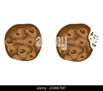 Set with bitten chocolate cookies vector Stock Vector