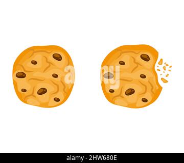 Set with bitten chocolate cookies vector Stock Vector