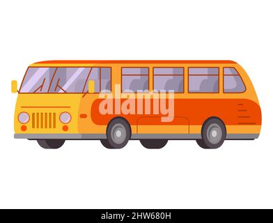 Retro vintage passenger bus front and side view. Public transport. Stock Vector