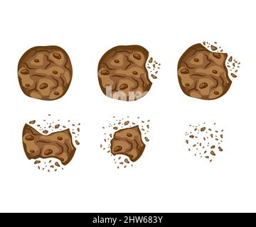 Set with bitten chocolate cookies vector Stock Vector