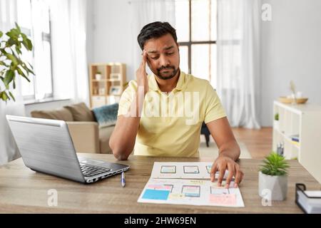 male ui designer working on user interface at home Stock Photo