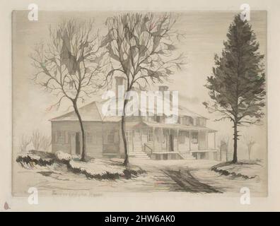 Art inspired by Somerindyck House, Bloomingdale Road (from Scenes of Old New York), 1870, Etching, plate: 3 1/16 x 4 3/16 in. (7.8 x 10.7 cm), Prints, Henry Farrer (American, London 1844–1903 New York, Classic works modernized by Artotop with a splash of modernity. Shapes, color and value, eye-catching visual impact on art. Emotions through freedom of artworks in a contemporary way. A timeless message pursuing a wildly creative new direction. Artists turning to the digital medium and creating the Artotop NFT
