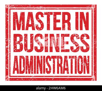 MASTER IN BUSINESS ADMINISTRATION, text on red grungy stamp sign Stock Photo