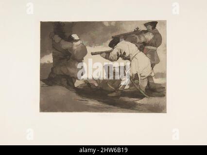Art inspired by Plate 38 from 'The Disasters of War' (Los Desastres de La Guerra):'Barbarians!' (Bárbaros!), 1810 (published 1863), Etching, burnished aquatint, burin and burnisher, Plate: 6 in. × 8 3/16 in. (15.3 × 20.8 cm), Prints, Goya (Francisco de Goya y Lucientes) (Spanish, Classic works modernized by Artotop with a splash of modernity. Shapes, color and value, eye-catching visual impact on art. Emotions through freedom of artworks in a contemporary way. A timeless message pursuing a wildly creative new direction. Artists turning to the digital medium and creating the Artotop NFT Stock Photo