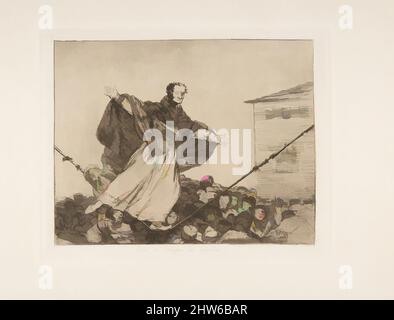 Art inspired by Plate 77 from 'The Disasters of War' (Los Desastres de la Guerra): 'May the cord break.'' (Que se rompe la cuerda.), after 1814–15 (published 1863), Etching, burnished aquatint or lavis, drypoint and burnisher, Plate: 6 3/4 × 8 11/16 in. (17.2 × 22 cm), Prints, Goya (, Classic works modernized by Artotop with a splash of modernity. Shapes, color and value, eye-catching visual impact on art. Emotions through freedom of artworks in a contemporary way. A timeless message pursuing a wildly creative new direction. Artists turning to the digital medium and creating the Artotop NFT Stock Photo