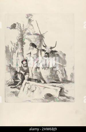 Art inspired by Young shepherdess and old man with a monkey, from the Scherzi, ca. 1743–50, Etching, Plate: 8 15/16 x 7 in. (22.7 x 17.8 cm), Prints, Giovanni Battista Tiepolo (Italian, Venice 1696–1770 Madrid, Classic works modernized by Artotop with a splash of modernity. Shapes, color and value, eye-catching visual impact on art. Emotions through freedom of artworks in a contemporary way. A timeless message pursuing a wildly creative new direction. Artists turning to the digital medium and creating the Artotop NFT Stock Photo