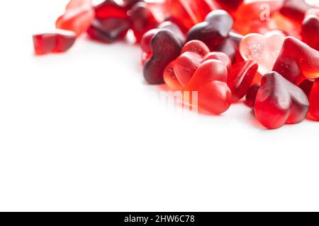 Heart shaped jelly candy isolated on a white backgorund. Stock Photo