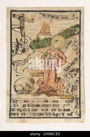 Art inspired by St. Jerome (Schr. 1551m), 15th century, Woodcut, hand-colored, sheet: 7 3/4 x 5 3/8 in. (19.7 x 13.6 cm), Prints, Anonymous, German, 15th century, Classic works modernized by Artotop with a splash of modernity. Shapes, color and value, eye-catching visual impact on art. Emotions through freedom of artworks in a contemporary way. A timeless message pursuing a wildly creative new direction. Artists turning to the digital medium and creating the Artotop NFT Stock Photo