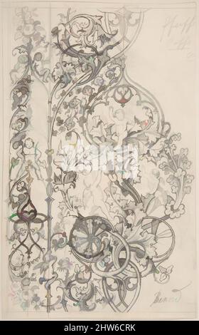 Art inspired by Gothic Ornament with Putti and Acanthus Leaves, 19th century, Pen and black and brown ink, and graphite, sheet: 10 7/8 x 6 3/4 in. (27.6 x 17.1 cm), Drawings, Attributed to Bernd (German, Classic works modernized by Artotop with a splash of modernity. Shapes, color and value, eye-catching visual impact on art. Emotions through freedom of artworks in a contemporary way. A timeless message pursuing a wildly creative new direction. Artists turning to the digital medium and creating the Artotop NFT Stock Photo