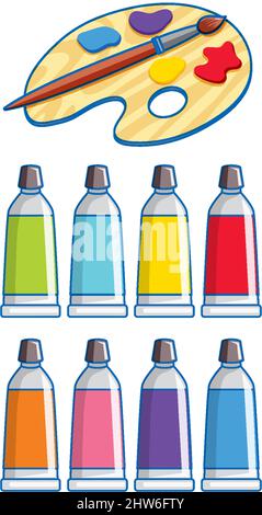 A set of watercolour on white background illustration Stock Vector