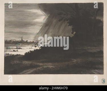 Art inspired by Landscape with Storm, 18th–early 19th century, Etching, sheet: 5 3/4 x 7 1/8 in. (14.6 x 18.1 cm), Prints, baron Dominique Vivant Denon (French, Givry 1747–1825 Paris, Classic works modernized by Artotop with a splash of modernity. Shapes, color and value, eye-catching visual impact on art. Emotions through freedom of artworks in a contemporary way. A timeless message pursuing a wildly creative new direction. Artists turning to the digital medium and creating the Artotop NFT Stock Photo