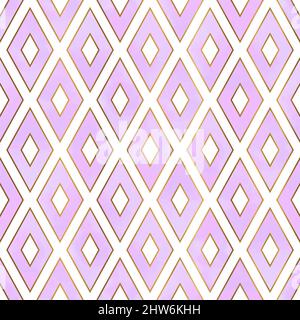 Pink Watercolor Gold Rhombus Geometric Seamless Pattern Stock Vector