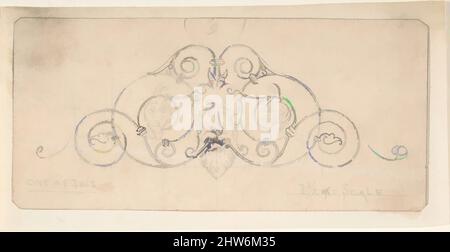 Art inspired by Wrought Metal Foliate Ornament with Grotesque Masks, 1870–90, Graphite, sheet: 2 5/8 x 5 9/16 in. (6.6 x 14.2 cm), Anonymous, British, 19th century, Classic works modernized by Artotop with a splash of modernity. Shapes, color and value, eye-catching visual impact on art. Emotions through freedom of artworks in a contemporary way. A timeless message pursuing a wildly creative new direction. Artists turning to the digital medium and creating the Artotop NFT Stock Photo