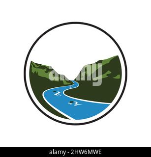 River mountain landscape logo design illustration vector eps format , suitable for your design needs, logo, illustration, animation, etc. Stock Vector