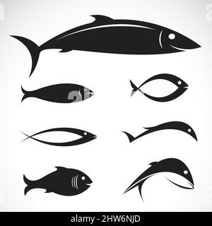 Set of vector fish icons on white background. Easy editable layered vector illustration. Stock Vector