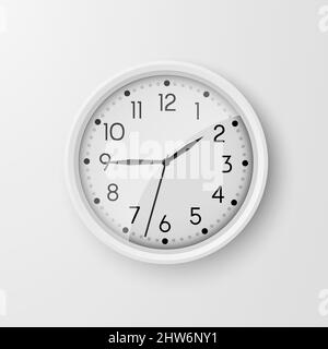 Wall clocks. Office black and white analog clock face. Vector circle watches Stock Vector