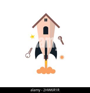 Rocket house design illustration vector eps format , suitable for your design needs, logo, illustration, animation, etc. Stock Vector