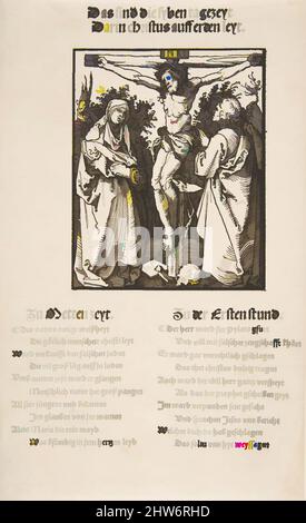 Art inspired by Christ on the Cross between the Virgin and Saint John (first sheet of two), 1510, Woodcut, sheet: 9 15/16 x 6 in. (25.2 x 15.3 cm), Prints, Albrecht Dürer (German, Nuremberg 1471–1528 Nuremberg, Classic works modernized by Artotop with a splash of modernity. Shapes, color and value, eye-catching visual impact on art. Emotions through freedom of artworks in a contemporary way. A timeless message pursuing a wildly creative new direction. Artists turning to the digital medium and creating the Artotop NFT Stock Photo