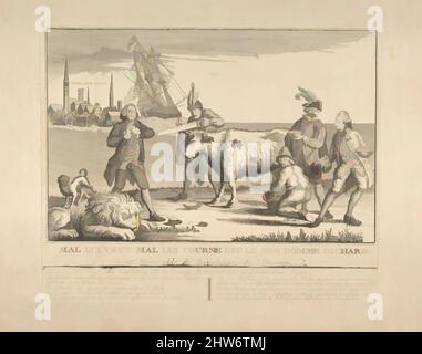 Art inspired by Mal Lui Veut Mal Lui Tourne Dit Le Bonne Homme Richard, ca. 1780, Engraving, plate: 8 13/16 x 10 5/8 in. (22.4 x 27 cm), Prints, Anonymous, French, 18th century, Classic works modernized by Artotop with a splash of modernity. Shapes, color and value, eye-catching visual impact on art. Emotions through freedom of artworks in a contemporary way. A timeless message pursuing a wildly creative new direction. Artists turning to the digital medium and creating the Artotop NFT Stock Photo