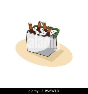 Cartoon icebox with beer bottles design illustration vector eps format , suitable for your design needs, logo, illustration, animation, etc. Stock Vector