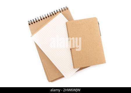 Blank notebooks isolated on white background, space for text Stock Photo