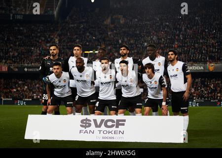 02 March 2022; Mestalla Stadium, Valencia, Spain; Copa del Rey, Valencia CF versus Athletic Club; Valencia CF players Stock Photo