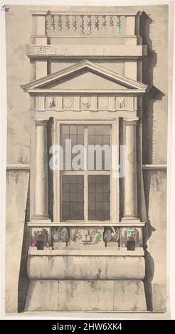 Art inspired by Window of Pope Julius III (del Monte), Palazzo Comunale, Bologna, 1800–1900, Ink and Wash, 12-1/2 x 6-5/8 in, Anonymous, Italian, 19th century, Classic works modernized by Artotop with a splash of modernity. Shapes, color and value, eye-catching visual impact on art. Emotions through freedom of artworks in a contemporary way. A timeless message pursuing a wildly creative new direction. Artists turning to the digital medium and creating the Artotop NFT Stock Photo