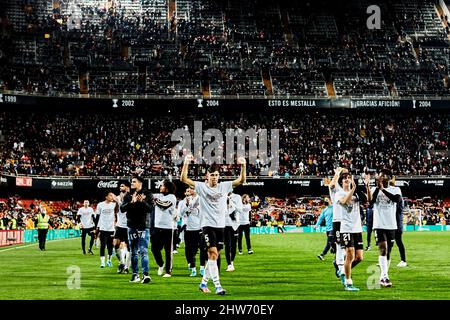 02 March 2022; Mestalla Stadium, Valencia, Spain; Copa del Rey, Valencia CF versus Athletic Club; Valencia CF players Stock Photo