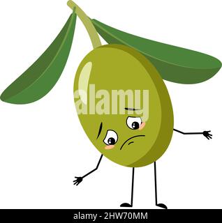 Crying olive oil cartoon mascot for herbal Stock Vector Image & Art - Alamy