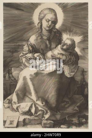 Art inspired by The Virgin with the Swaddled Child, 1520, Engraving, Sheet: 5 1/2 × 3 3/4 in. (14 × 9.5 cm), Prints, Albrecht Dürer (German, Nuremberg 1471–1528 Nuremberg, Classic works modernized by Artotop with a splash of modernity. Shapes, color and value, eye-catching visual impact on art. Emotions through freedom of artworks in a contemporary way. A timeless message pursuing a wildly creative new direction. Artists turning to the digital medium and creating the Artotop NFT Stock Photo