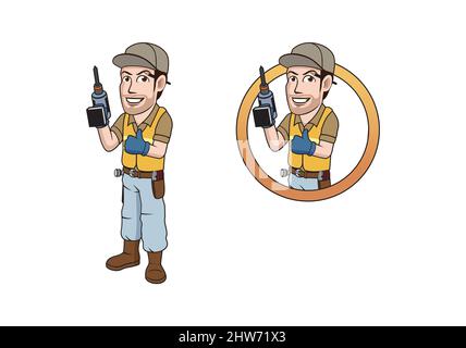 Cabinet maker construction worker design illustration vector eps format , suitable for your design needs, logo, illustration, animation, etc. Stock Vector