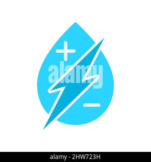 Electrolyte drink icon. Mineral water symbol. Beverages rich in electrolytes. Droplet with electric ions. Fluid and electrolyte balance. Vector Stock Vector