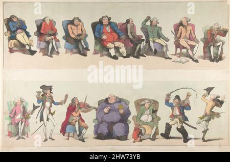 Art inspired by Englishmen in November, Frenchmen in November, November 25, 1788, Hand-colored etching, Sheet: 15 3/4 x 24 in. (40 x 61 cm), Prints, Thomas Rowlandson (British, London 1757–1827 London), Issued in London at the height of the American Revolution, this print summarizes, Classic works modernized by Artotop with a splash of modernity. Shapes, color and value, eye-catching visual impact on art. Emotions through freedom of artworks in a contemporary way. A timeless message pursuing a wildly creative new direction. Artists turning to the digital medium and creating the Artotop NFT Stock Photo
