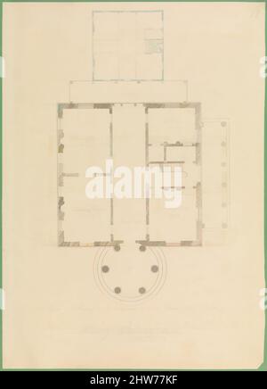 Art inspired by House for Henry Whitney, New Haven, Connecticut (client's plan), 1835, Pen and ink, watercolor, graphite, Sheet: 16 3/4 × 12 in. (42.5 × 30.5 cm), Drawings, Classic works modernized by Artotop with a splash of modernity. Shapes, color and value, eye-catching visual impact on art. Emotions through freedom of artworks in a contemporary way. A timeless message pursuing a wildly creative new direction. Artists turning to the digital medium and creating the Artotop NFT Stock Photo