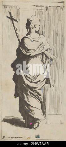 Art inspired by Girl carrying a crucifix and stepping toward a pilaster, seen from behind, ca. 1590–1600, Etching, Sheet (Trimmed): 6 5/16 × 3 1/8 in. (16 × 7.9 cm), Prints, Guido Reni (Italian, Bologna 1575–1642 Bologna), After Parmigianino (Girolamo Francesco Maria Mazzola) (Italian, Classic works modernized by Artotop with a splash of modernity. Shapes, color and value, eye-catching visual impact on art. Emotions through freedom of artworks in a contemporary way. A timeless message pursuing a wildly creative new direction. Artists turning to the digital medium and creating the Artotop NFT Stock Photo