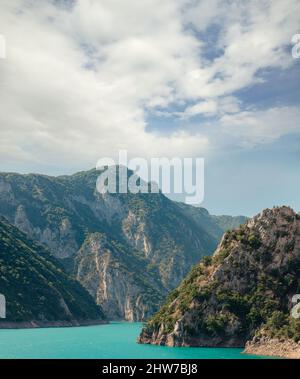 The famous Piva Canyon with its fantastic reservoir. National park Montenegro and Bosnia and Herzegovina, Balkans, Europe. Beauty world. Stock Photo