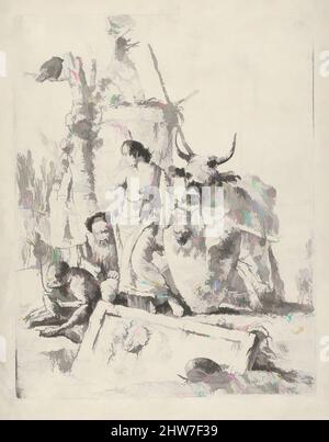 Art inspired by Young Shepherdess and old man with a Monkey, from the Scherzi, ca. 1740, Etching, Plate: 8 7/8 x 7 in. (22.5 x 17.8 cm), Prints, Giovanni Battista Tiepolo (Italian, Venice 1696–1770 Madrid, Classic works modernized by Artotop with a splash of modernity. Shapes, color and value, eye-catching visual impact on art. Emotions through freedom of artworks in a contemporary way. A timeless message pursuing a wildly creative new direction. Artists turning to the digital medium and creating the Artotop NFT Stock Photo