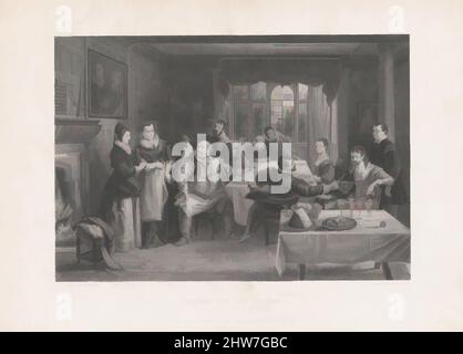 Art inspired by Falstaff and His Friends ('The Merry Wives of Windsor'), 1868, Etching and engraving, sheet (trimmed within plate): 9 3/4 x 13 1/16 in. (24.8 x 33.2 cm), Prints, After Charles Robert Leslie (British, London 1794–1859 London, Classic works modernized by Artotop with a splash of modernity. Shapes, color and value, eye-catching visual impact on art. Emotions through freedom of artworks in a contemporary way. A timeless message pursuing a wildly creative new direction. Artists turning to the digital medium and creating the Artotop NFT Stock Photo