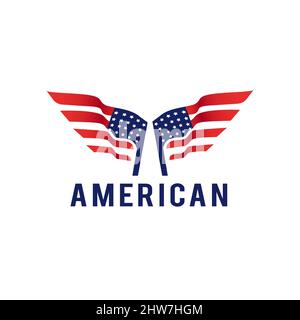Logo of two western country American flags, country symbol.design illustration Stock Vector