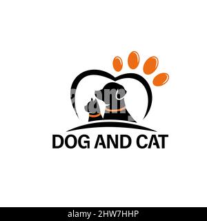 Logo design pet shop concept dog and cat love logo vector template Stock Vector