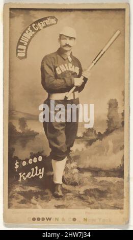 Art inspired by $10,000' Kelly, Chicago, from the Old Judge series (N172) for Old Judge Cigarettes, 1887–90, Albumen photograph, sheet: 2 11/16 x 1 3/8 in. (6.9 x 3.5 cm), Photographer C. H. Gallup, Poughkeepsie, NY, The 'Old Judge' series of baseball cards (N172) was issued by Goodwin, Classic works modernized by Artotop with a splash of modernity. Shapes, color and value, eye-catching visual impact on art. Emotions through freedom of artworks in a contemporary way. A timeless message pursuing a wildly creative new direction. Artists turning to the digital medium and creating the Artotop NFT Stock Photo